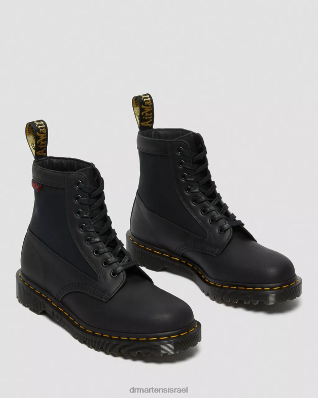 פאנל 1460 עשוי מגפי שרוכים מעור אנגליה Dr. Martens מזח שחור ואוורור הַנעָלָה N8BB899