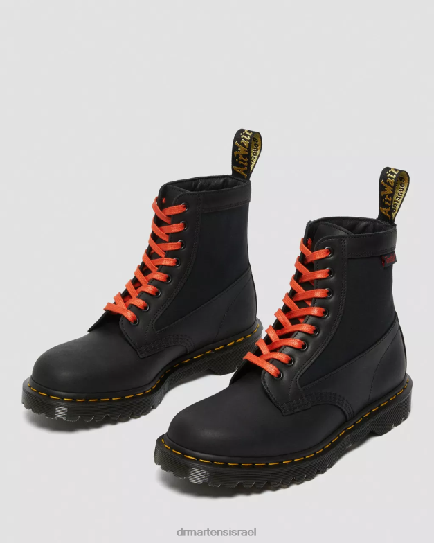 פאנל 1460 עשוי מגפי שרוכים מעור אנגליה Dr. Martens מזח שחור ואוורור הַנעָלָה N8BB899