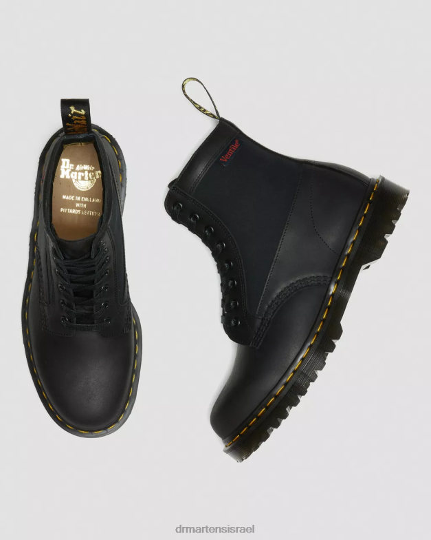 פאנל 1460 עשוי מגפי שרוכים מעור אנגליה Dr. Martens מזח שחור ואוורור הַנעָלָה N8BB899