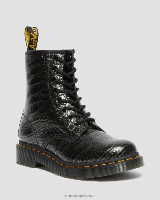 מגפי שרוכים מעור 1460 קרוקס Dr. Martens gunmetal קרוק פראי הַנעָלָה N8BB8163