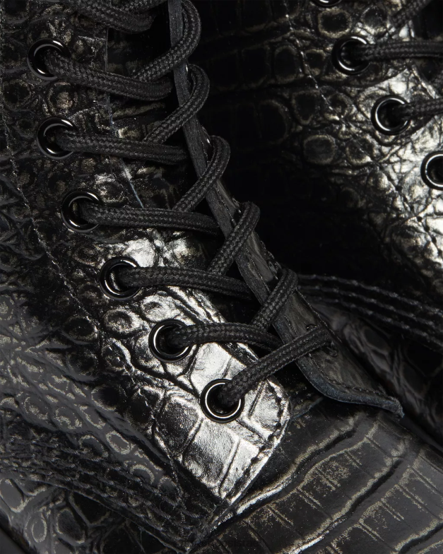 מגפי שרוכים מעור 1460 קרוקס Dr. Martens gunmetal קרוק פראי הַנעָלָה N8BB8163