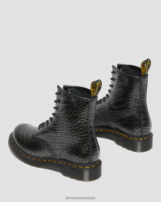 מגפי שרוכים מעור 1460 קרוקס Dr. Martens gunmetal קרוק פראי הַנעָלָה N8BB8163
