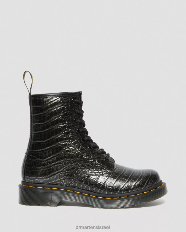 מגפי שרוכים מעור 1460 קרוקס Dr. Martens gunmetal קרוק פראי הַנעָלָה N8BB8163