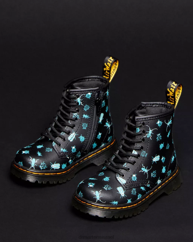 לפעוט 1460 זוהר בחושך מגפיים עם שרוכים Dr. Martens מאש אפ פרחוני שחור k hydro הַנעָלָה N8BB8420
