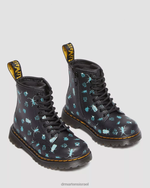 לפעוט 1460 זוהר בחושך מגפיים עם שרוכים Dr. Martens מאש אפ פרחוני שחור k hydro הַנעָלָה N8BB8420