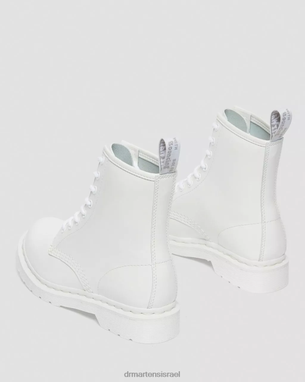 מגפי שרוכים מעור פט מונו 1460 Dr. Martens lucido לבן & פטנט מנורה הַנעָלָה N8BB8102