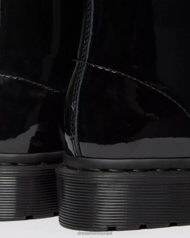 מגפי שרוכים מעור פט מונו 1460 Dr. Martens lucido שחור & פטנט מנורה הַנעָלָה N8BB8125