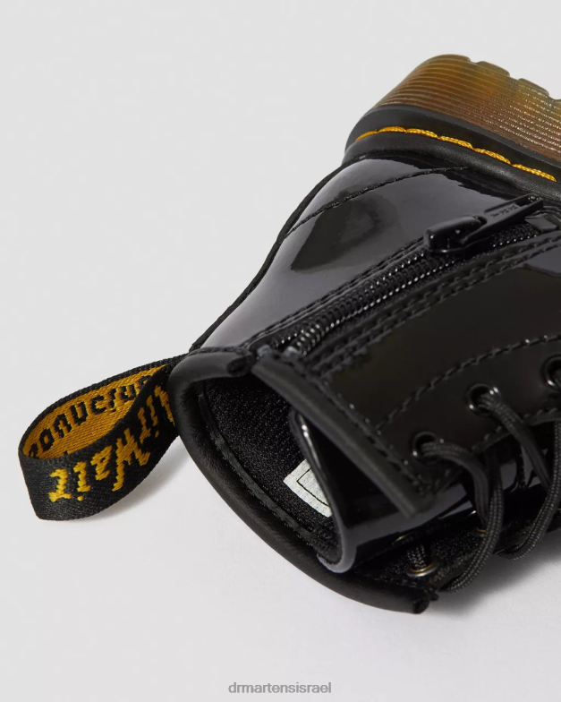 מגפי שרוכים מעור פטנט לתינוק 1460 Dr. Martens lucido שחור & פטנט מנורה הַנעָלָה N8BB8395