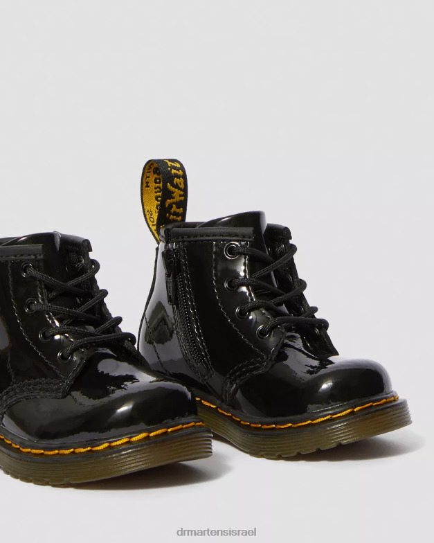 מגפי שרוכים מעור פטנט לתינוק 1460 Dr. Martens lucido שחור & פטנט מנורה הַנעָלָה N8BB8395