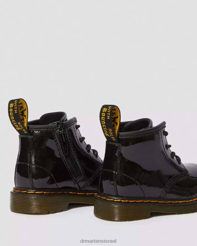 מגפי שרוכים מעור פטנט לתינוק 1460 Dr. Martens lucido שחור & פטנט מנורה הַנעָלָה N8BB8395
