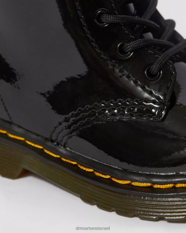 מגפי שרוכים מעור פטנט לתינוק 1460 Dr. Martens lucido שחור & פטנט מנורה הַנעָלָה N8BB8395
