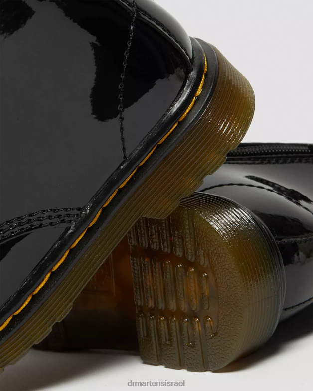 מגפי שרוכים מעור לקט לפעוט 1460 Dr. Martens lucido שחור & פטנט מנורה הַנעָלָה N8BB8404