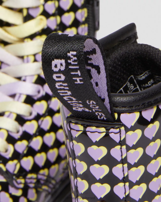 מגפי שרוכים מודפסים בפטנט 1460 לפעוטות Dr. Martens lucido שחור & פטנט מנורה הַנעָלָה N8BB8414