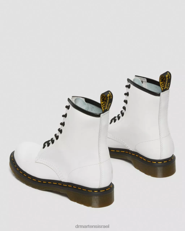 מגפי שרוכים מעור פטנט 1460 Dr. Martens lucido לבן & פטנט מנורה הַנעָלָה N8BB893