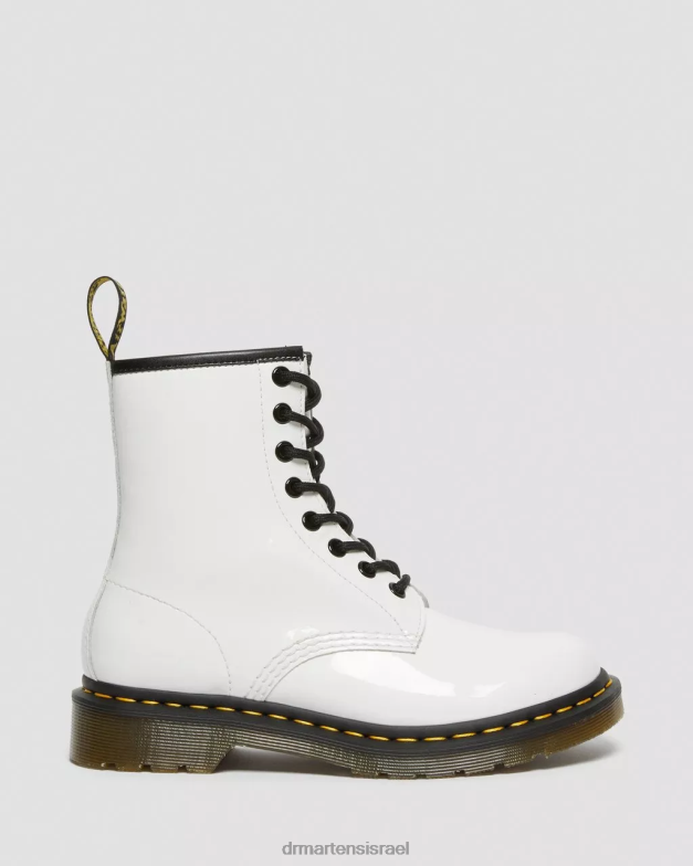 מגפי שרוכים מעור פטנט 1460 Dr. Martens lucido לבן & פטנט מנורה הַנעָלָה N8BB893
