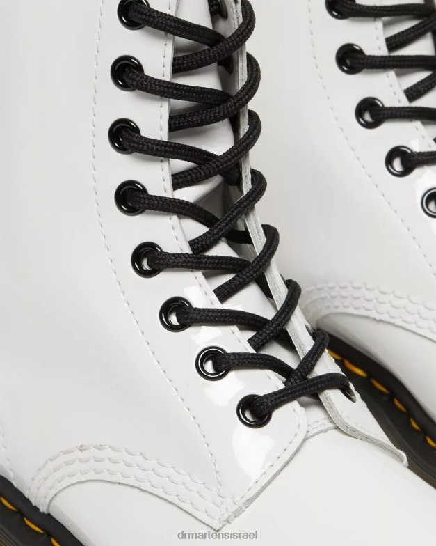 מגפי שרוכים מעור פטנט 1460 Dr. Martens lucido לבן & פטנט מנורה הַנעָלָה N8BB893