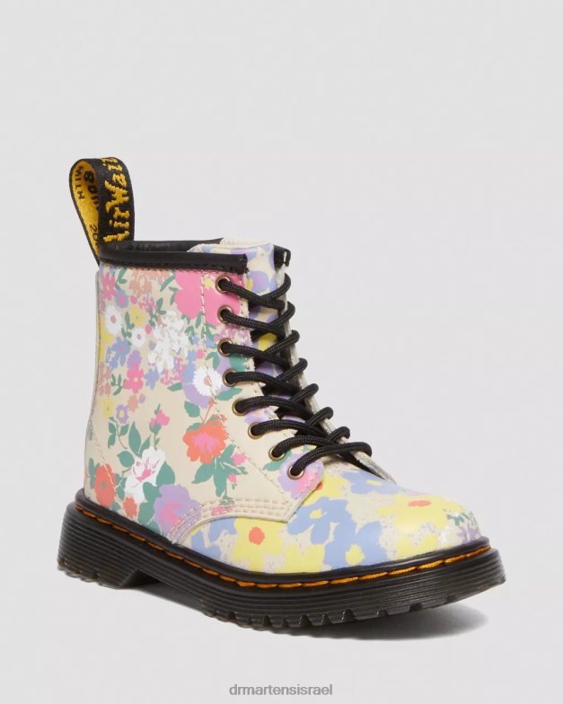 מגפי שרוכים מעור לפעוט 1460 פרחוני Dr. Martens קלף בז' פרחוני mash up k hydro הַנעָלָה N8BB8415