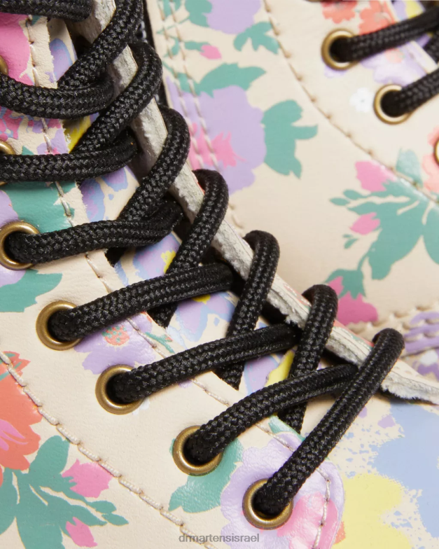 מגפי שרוכים מעור לפעוט 1460 פרחוני Dr. Martens קלף בז' פרחוני mash up k hydro הַנעָלָה N8BB8415