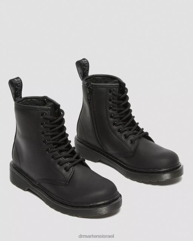 מגפי ג'וניור 1460 מצופים פרווה מלאכותית Dr. Martens הרפובליקה השחורה wp הַנעָלָה N8BB8433