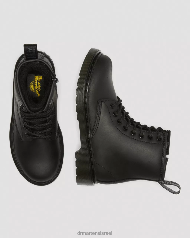 מגפי ג'וניור 1460 מצופים פרווה מלאכותית Dr. Martens הרפובליקה השחורה wp הַנעָלָה N8BB8433