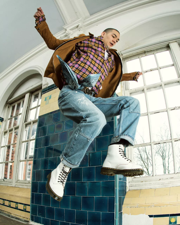 1460 bex תוצרת אנגליה מגפיים לשרוך כובע בוהן Dr. Martens קווילון לבן הַנעָלָה N8BB8131