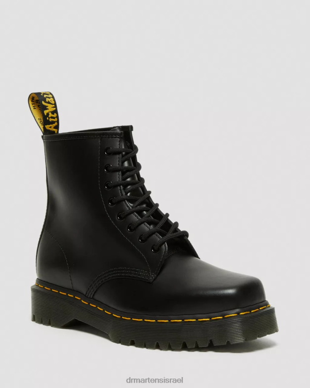 מגפי שרוכים מעור 1460 bex מרובע Dr. Martens שחור מלוטש חלק הַנעָלָה N8BB8150