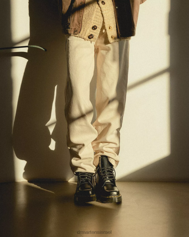 מגפי שרוכים מעור 1460 bex מרובע Dr. Martens שחור מלוטש חלק הַנעָלָה N8BB8150