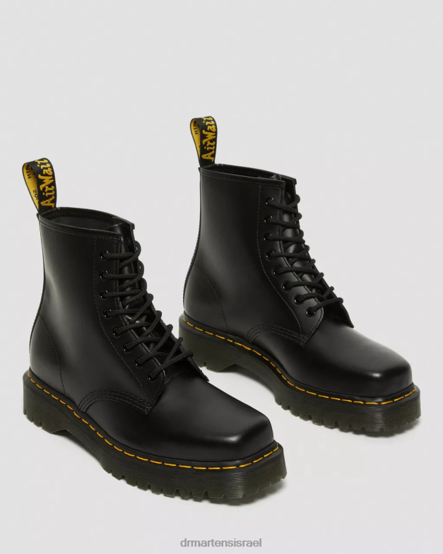 מגפי שרוכים מעור 1460 bex מרובע Dr. Martens שחור מלוטש חלק הַנעָלָה N8BB8150
