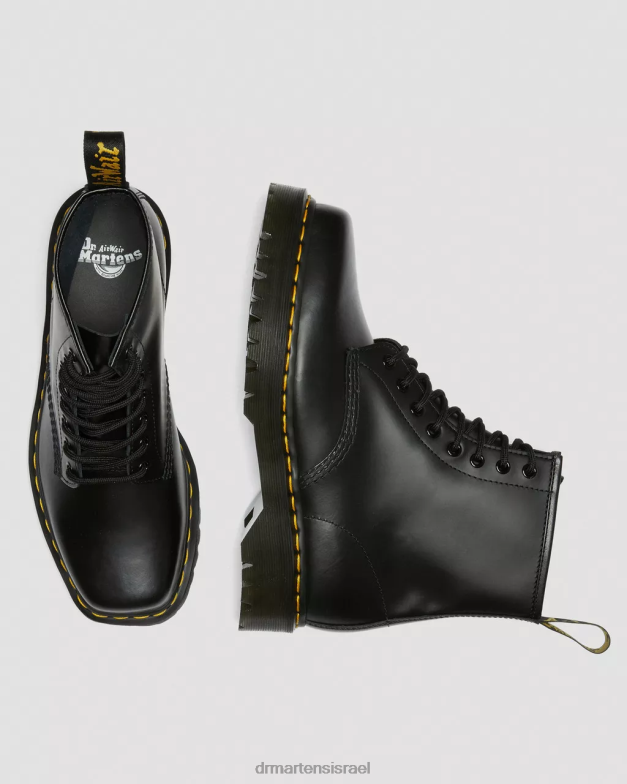 מגפי שרוכים מעור 1460 bex מרובע Dr. Martens שחור מלוטש חלק הַנעָלָה N8BB8150