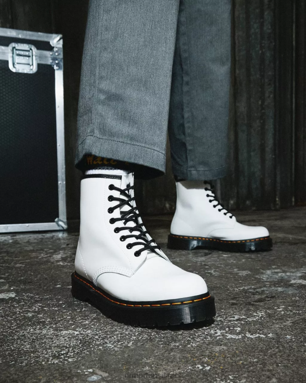מגפי פלטפורמה מעור חלק 1460 bex Dr. Martens לבן חלק הַנעָלָה N8BB8183
