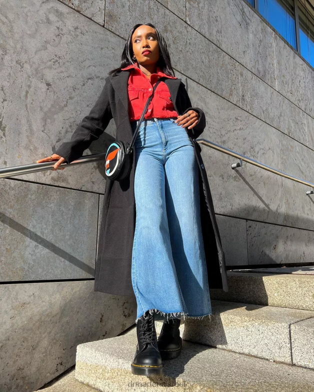 מגפי פלטפורמה מעור חלק 1460 bex Dr. Martens שחור חלק הַנעָלָה N8BB876