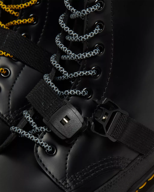 1460 bex tech תוצרת אנגליה מגפי שרוכים מעור Dr. Martens שחור חלק ומקורי כפול הַנעָלָה N8BB8147