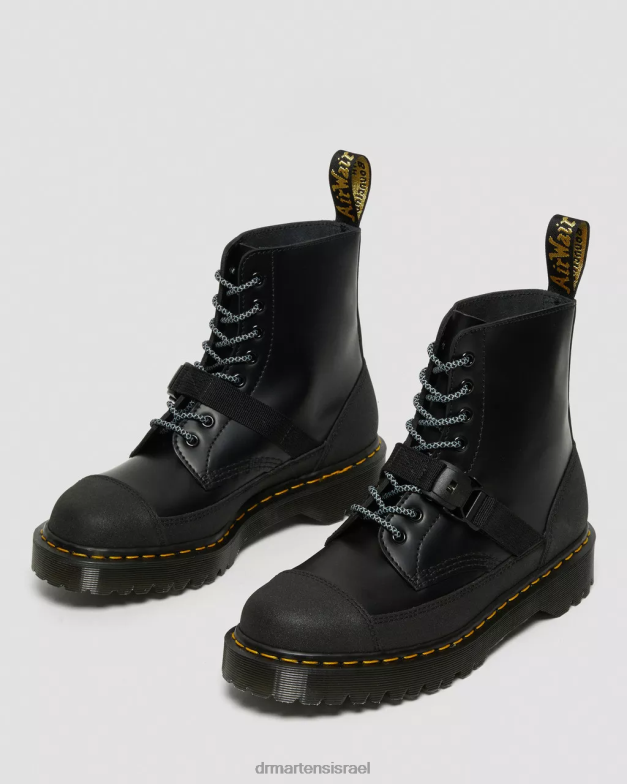 1460 bex tech תוצרת אנגליה מגפי שרוכים מעור Dr. Martens שחור חלק ומקורי כפול הַנעָלָה N8BB8147