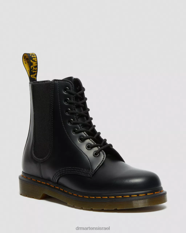 מגפי שרוכים מעור חלק 1460 harper Dr. Martens שחור חלק הַנעָלָה N8BB8111