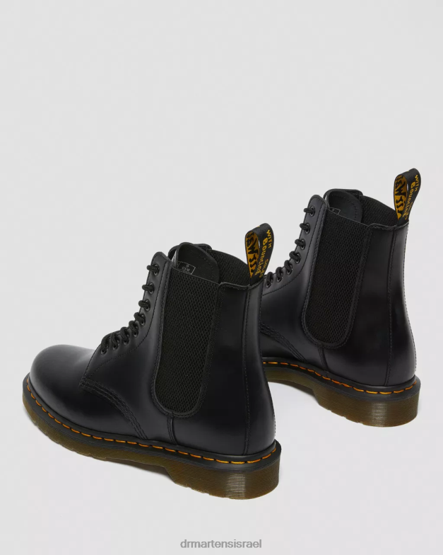 מגפי שרוכים מעור חלק 1460 harper Dr. Martens שחור חלק הַנעָלָה N8BB8111