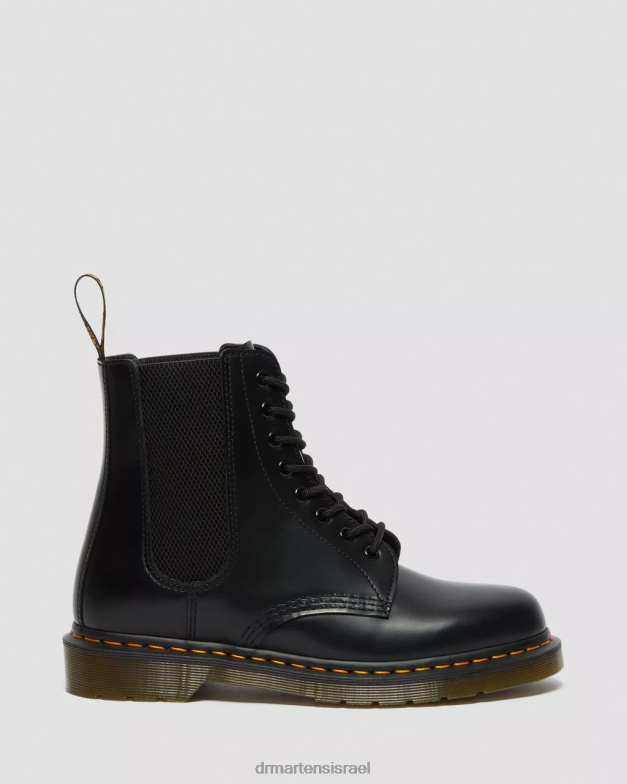 מגפי שרוכים מעור חלק 1460 harper Dr. Martens שחור חלק הַנעָלָה N8BB8111