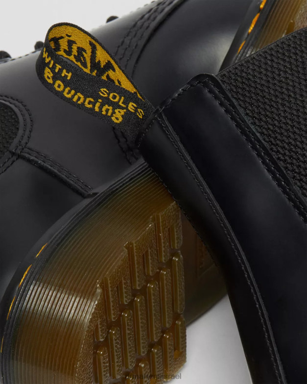 מגפי שרוכים מעור חלק 1460 harper Dr. Martens שחור חלק הַנעָלָה N8BB8111