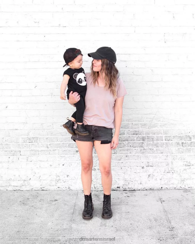 מגפי שרוכים מעור לתינוק 1460 softy t Dr. Martens שחור softy t הַנעָלָה N8BB8392