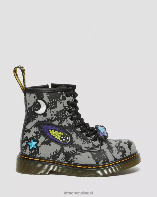 מגפי שרוכים מחזירי אור לפעוט 1460 space Dr. Martens הידרו שחור ואפור הַנעָלָה N8BB8413