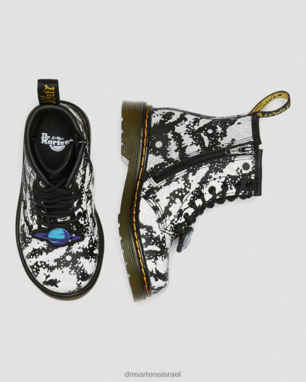 מגפי שרוכים מחזירי אור לפעוט 1460 space Dr. Martens הידרו שחור ואפור הַנעָלָה N8BB8413