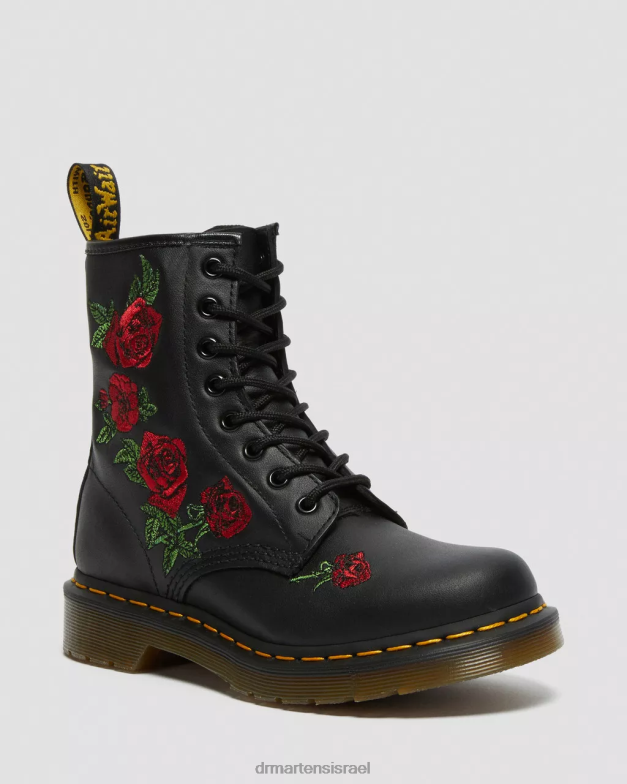 מגפי שרוכים מעור פרחוני 1460 vonda Dr. Martens שחור softy t הַנעָלָה N8BB866