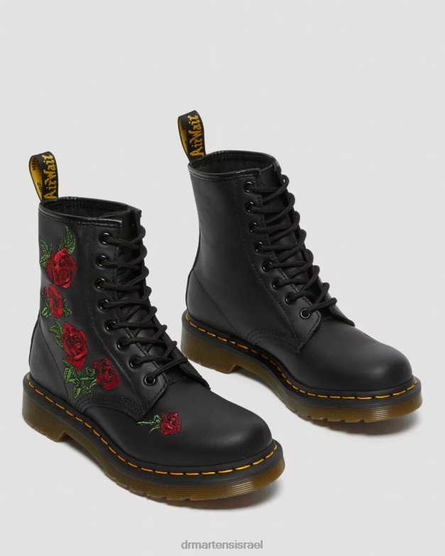 מגפי שרוכים מעור פרחוני 1460 vonda Dr. Martens שחור softy t הַנעָלָה N8BB866