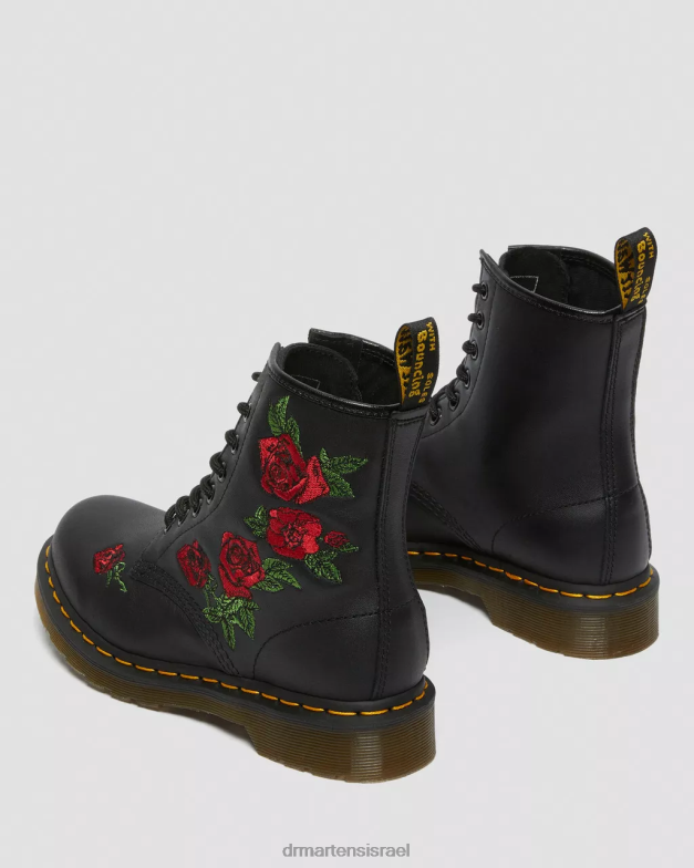 מגפי שרוכים מעור פרחוני 1460 vonda Dr. Martens שחור softy t הַנעָלָה N8BB866