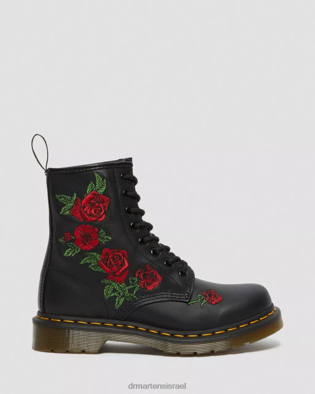 מגפי שרוכים מעור פרחוני 1460 vonda Dr. Martens שחור softy t הַנעָלָה N8BB866