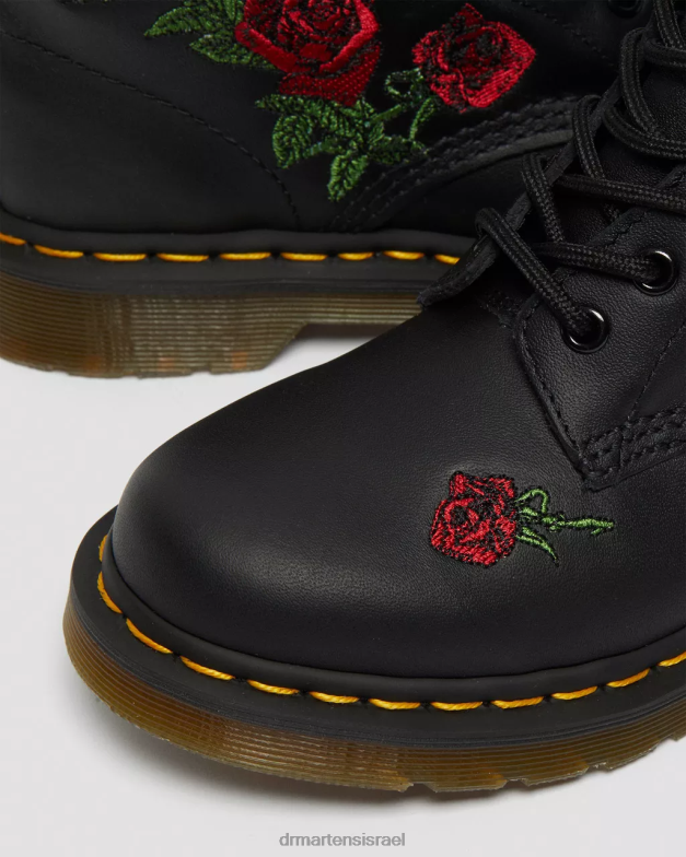 מגפי שרוכים מעור פרחוני 1460 vonda Dr. Martens שחור softy t הַנעָלָה N8BB866