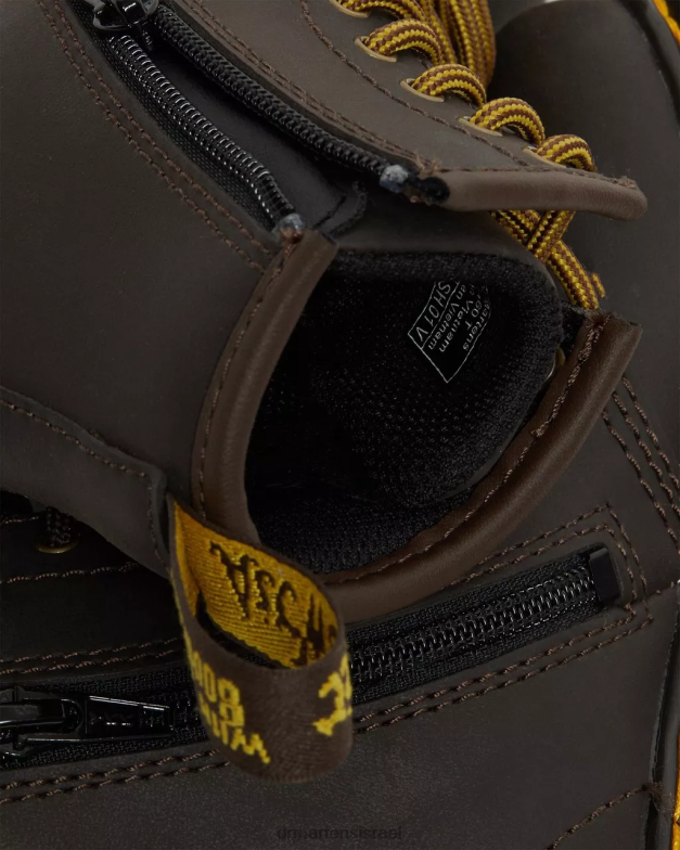 מגפי שרוכים מעור לפעוט 1460 wildhorse Dr. Martens סוס בר בגוון חום כהה הַנעָלָה N8BB8408