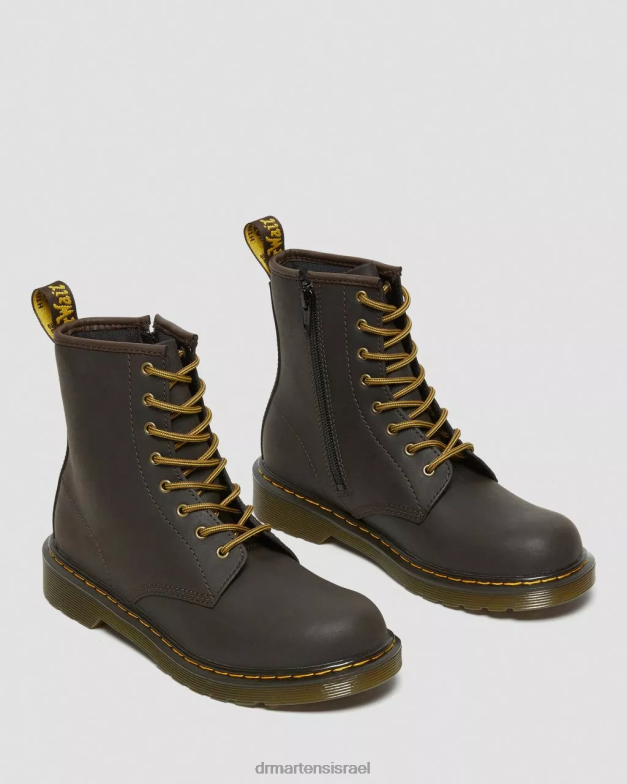 מגפי שרוכים מעור נוער 1460 wildhorse Dr. Martens סוס בר בגוון חום כהה הַנעָלָה N8BB8462