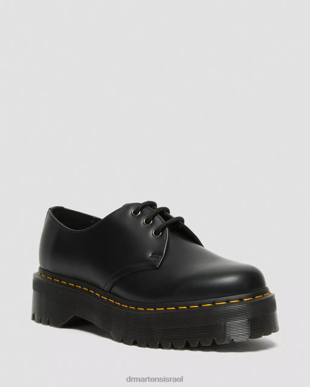 נעלי פלטפורמה מעור חלק 1461 Dr. Martens שחור מלוטש חלק הַנעָלָה N8BB8215
