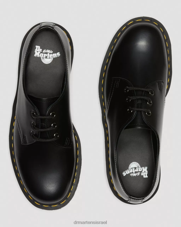 נעלי פלטפורמה מעור חלק 1461 Dr. Martens שחור מלוטש חלק הַנעָלָה N8BB8215