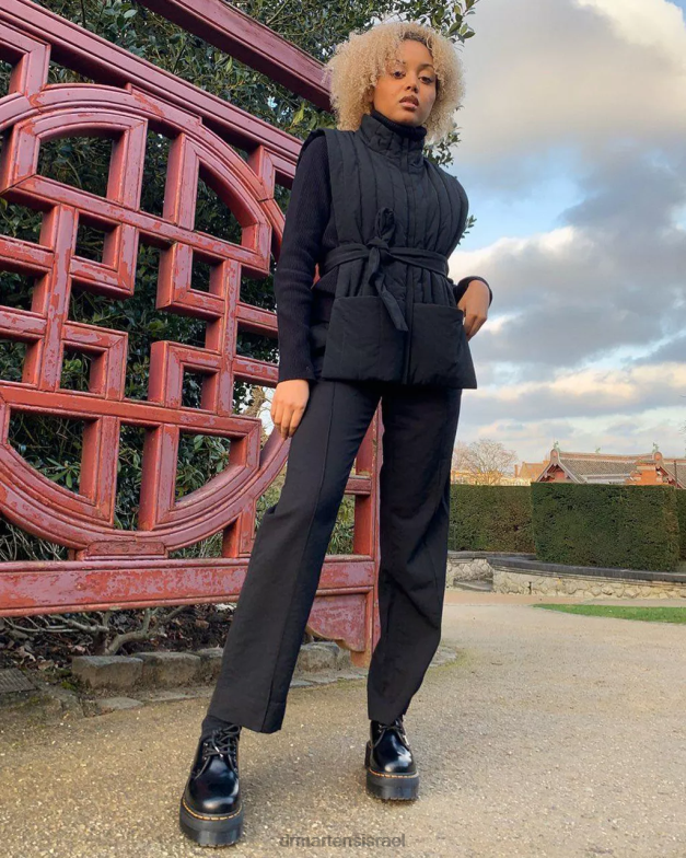 נעלי פלטפורמה מעור חלק 1461 Dr. Martens שחור מלוטש חלק הַנעָלָה N8BB8215